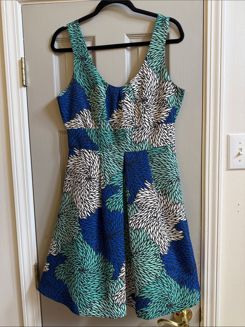 Plenty by Tracy Reese Teal, Blue & White Floral Fit-and-Flare Mini Dress